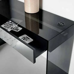 Viadurini Living Konsolentisch Flur-Design Consolle Schreibtisch aus Rauchglas mit Schubladen Made in Italy - Mantra