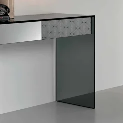 Viadurini Living Konsolentisch Flur-Design Consolle Schreibtisch aus Rauchglas mit Schubladen Made in Italy - Mantra