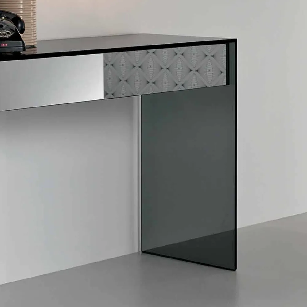 Viadurini Living Konsolentisch Flur-Design Consolle Schreibtisch aus Rauchglas mit Schubladen Made in Italy - Mantra