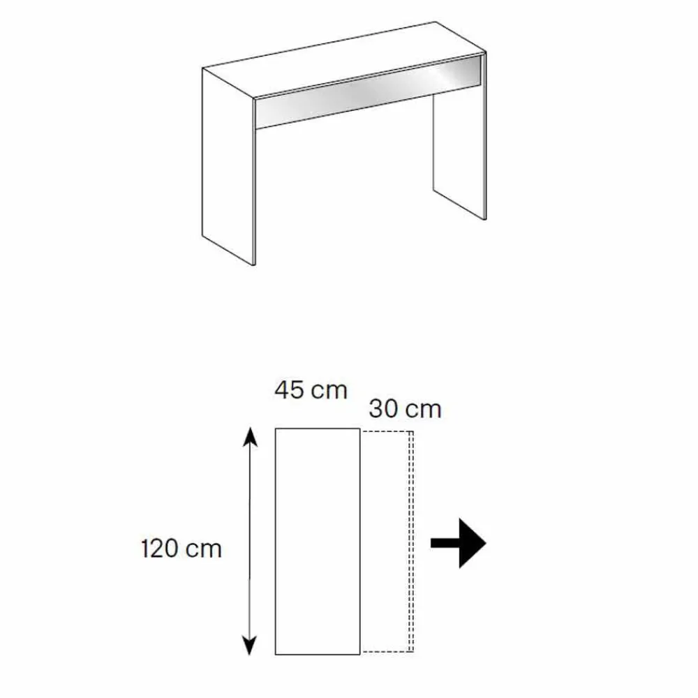 Viadurini Living Konsolentisch Flur-Design Consolle Schreibtisch aus Rauchglas mit Schubladen Made in Italy - Mantra