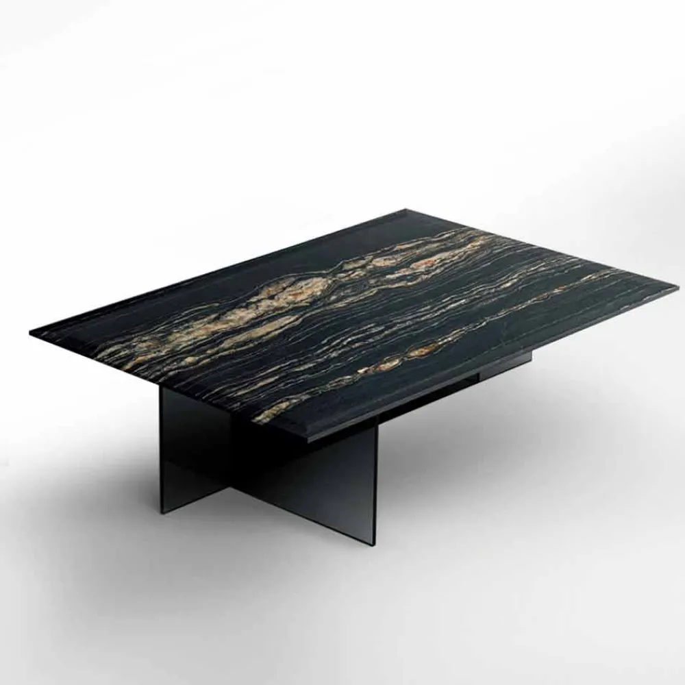 Viadurini Living Moderne Couchtische-Design Couchtisch aus Marmor mit Glasboden Made in Italy - Molino