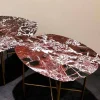 Viadurini Living Couchtische Aus Stein-Design Couchtisch aus Marmor Rosso di Levanto und Metall - Morbello