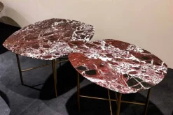 Viadurini Living Couchtische Aus Stein-Design Couchtisch aus Marmor Rosso di Levanto und Metall - Morbello