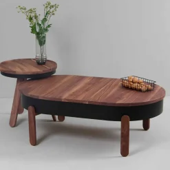 Viadurini Living Moderne Couchtische-Design Couchtisch aus Massivholz und lackiertem Metall - Salerno