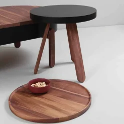 Viadurini Living Moderne Couchtische-Design Couchtisch mit runder Platte und Beinen aus massivem Holz - Salerno