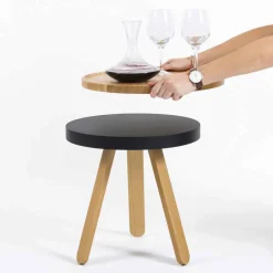 Viadurini Living Moderne Couchtische-Design Couchtisch mit runder Platte und Beinen aus massivem Holz - Salerno