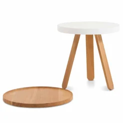 Viadurini Living Moderne Couchtische-Design Couchtisch mit runder Platte und Beinen aus massivem Holz - Salerno