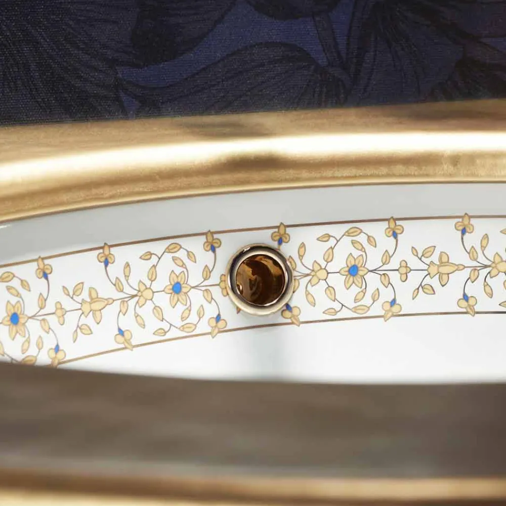 Viadurini Bathroom Waschbecken Aus Fire Clay-Design Einbauwaschbecken Barock aus Fire Clay made in Italy, Egeo