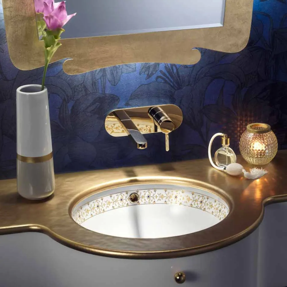 Viadurini Bathroom Waschbecken Aus Fire Clay-Design Einbauwaschbecken Barock aus Fire Clay made in Italy, Egeo