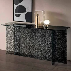 Viadurini Living Konsolentisch Flur-Design Entrance Consolle aus dekoriertem extraklarem Glas Made in Italy - Sestola