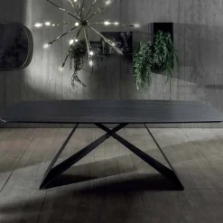 Viadurini Living Esstische-Design Esstisch aus Keramik Portoro-Effekt und Metall matt - Falcon