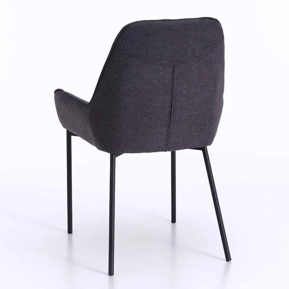 Viadurini Living Moderne Stühle-Design Esszimmerstuhl aus Mikrofaser und Black Metal, 4 Stück - Cracco