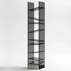 Viadurini Living Moderne Design Bücherregale-Design Floor Bücherregal aus Glas mit Stahlsockel Made in Italy - Biba