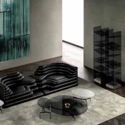 Viadurini Living Moderne Design Bücherregale-Design Floor Bücherregal aus Glas mit Stahlsockel Made in Italy - Biba