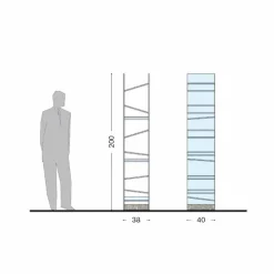 Viadurini Living Moderne Design Bücherregale-Design Floor Bücherregal aus Glas mit Stahlsockel Made in Italy - Biba