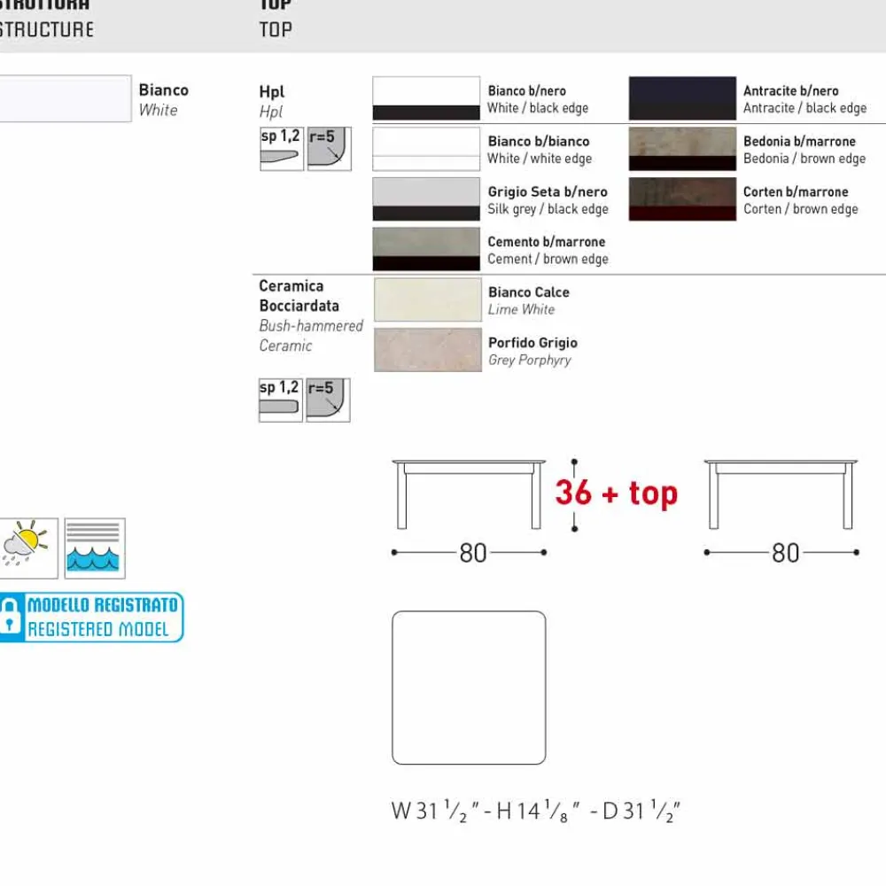 Varaschin Garten Beistelltisch-Design Garten-Couchtisch aus lackiertem Aluminium System