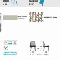 Varaschin Gartenstühle Metall-Design Gartenstuhl aus Stoff und Aluminium Emma
