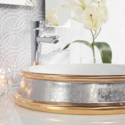 Viadurini Bathroom Waschbecken Aus Fire Clay-Design Halbeinbauwaschbecken aus fire clay handgemacht in Italien, Manilo