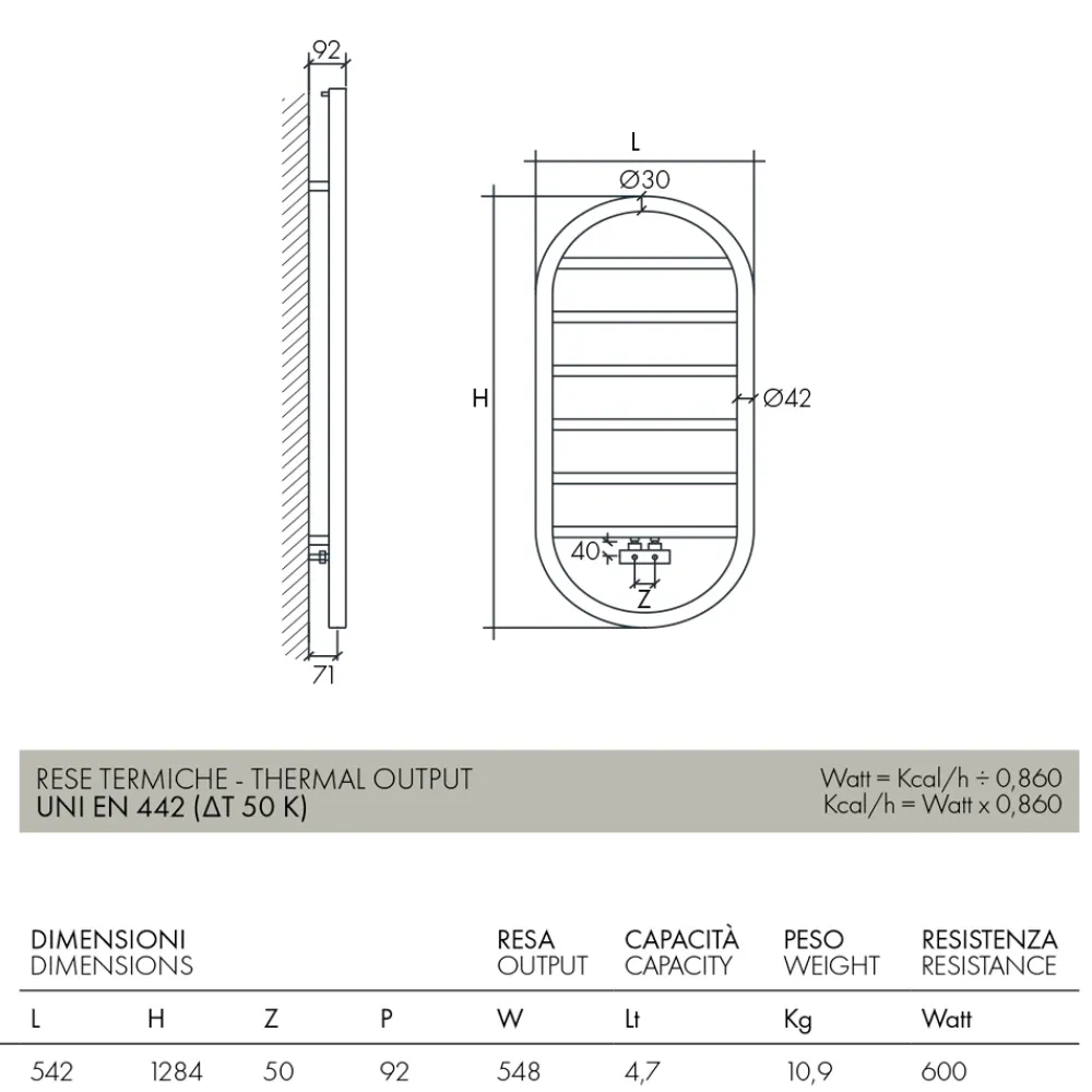 Scirocco H Handtuchheizkörper Wasser-Design Handtuchwärmer "All Round Bubble" aus Stahl Made in Italy - Smooth