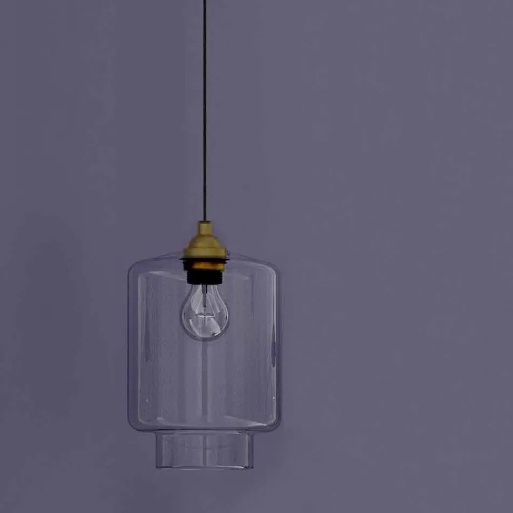 Viadurini Lighting Moderne Pendelleuchten-Design Hängelampe aus Metall und transparentem Glas Made in Italy - Clizia