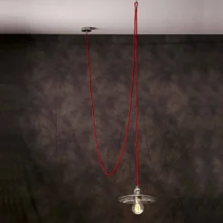 Viadurini by Sideform Designer Pendelleuchten-Design Hängelampe mit  Kabel aus roter Seide Chrome