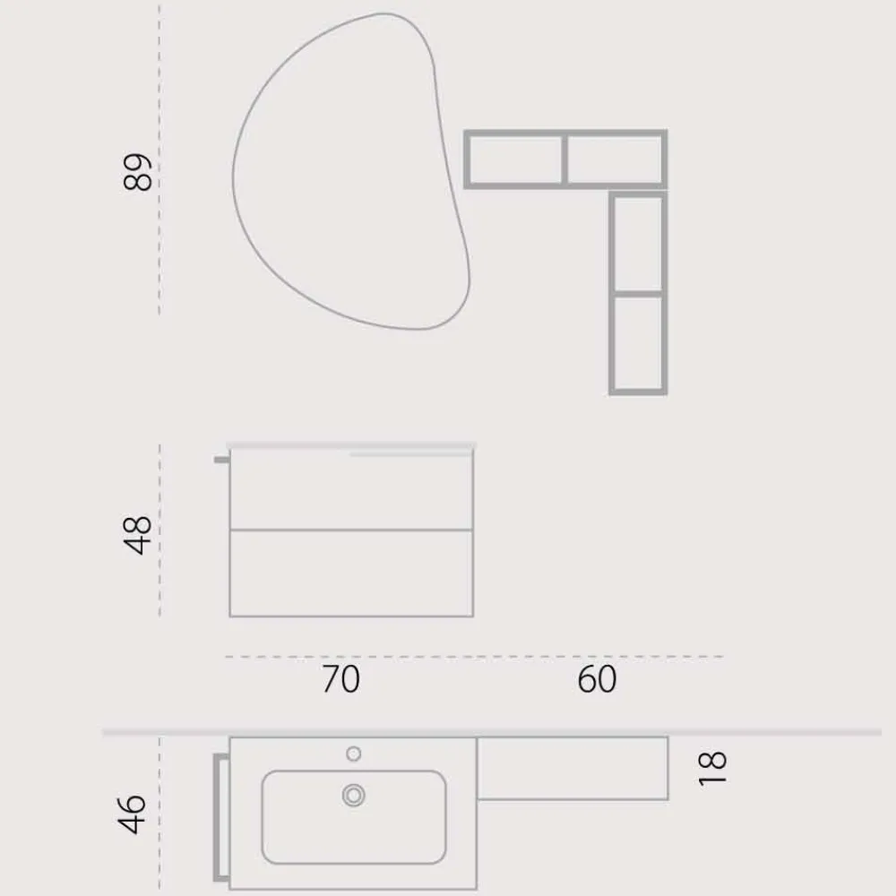 Viadurini Bathroom Badmöbel Hängend-Design Hängende Badezimmerkomposition made in Italy, Triest