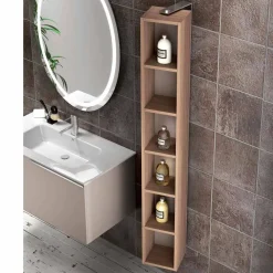 Viadurini Bathroom Badmöbel Hängend-Design Hängende Badezimmerkomposition aus Ecowood, Genova