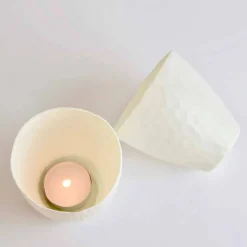 Viadurini Kitchen Kerzenständer-Design Kerzenhalter aus verziertem weißem Porzellan 3 Stück - Arcireale