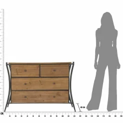 Viadurini Living Kommoden-Design Kommode mit 5 Schubladen aus Tannenholz und Eisen - Doran