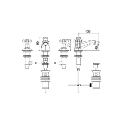 Viadurini Bathroom Bidetarmaturen-Design 3-Loch-Bidet-Wasserhahn aus Messing im Vintage-Stil Made in Italy - Silvana
