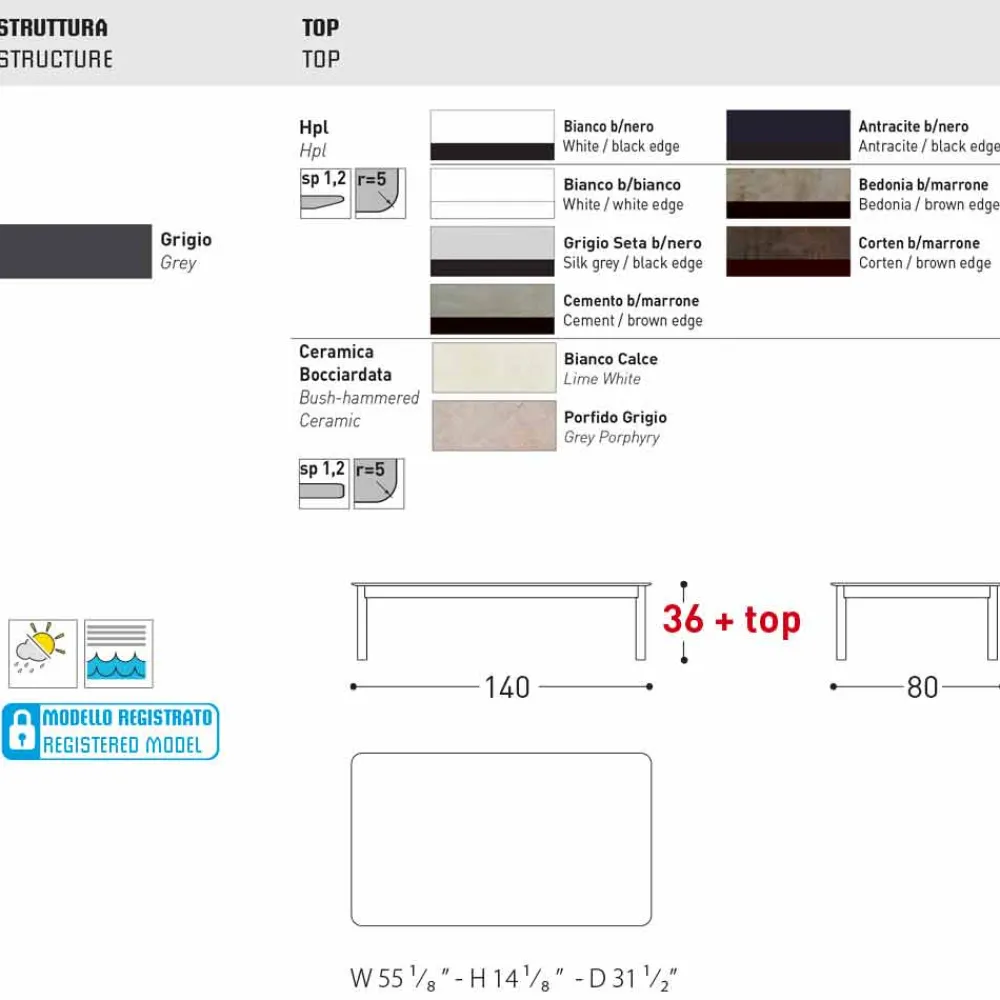 Varaschin Garten Beistelltisch-Design Outdoor-Couchtisch aus lackiertem Aluminium System