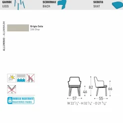 Varaschin Metallsessel-Design Outdoor-Sessel aus Aluminium und Stoff Emma