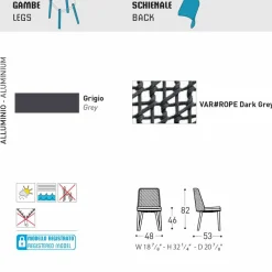Varaschin Gartenstühle Metall-Design Outdoor-Stuhl aus Stoff und Aluminium Emma
