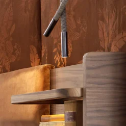 Grilli Design Kronleuchter-Design Pendellampe aus Leder und Metall Snake made Italy