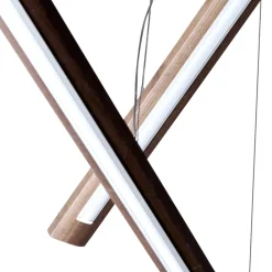 Grilli Design Kronleuchter-Design Pendellampe mit 4 Leuchten aus Holz York in Italien hergestellt