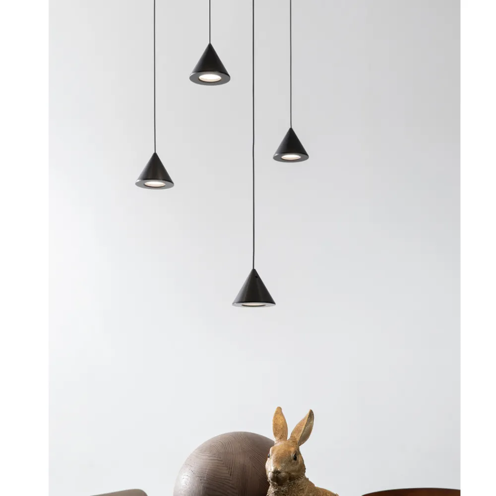 Viadurini Lighting Designer Pendelleuchten-Design Pendelleuchte 5 oder 7 Lichter Schwarzer Aluminiumdraht - Mercado