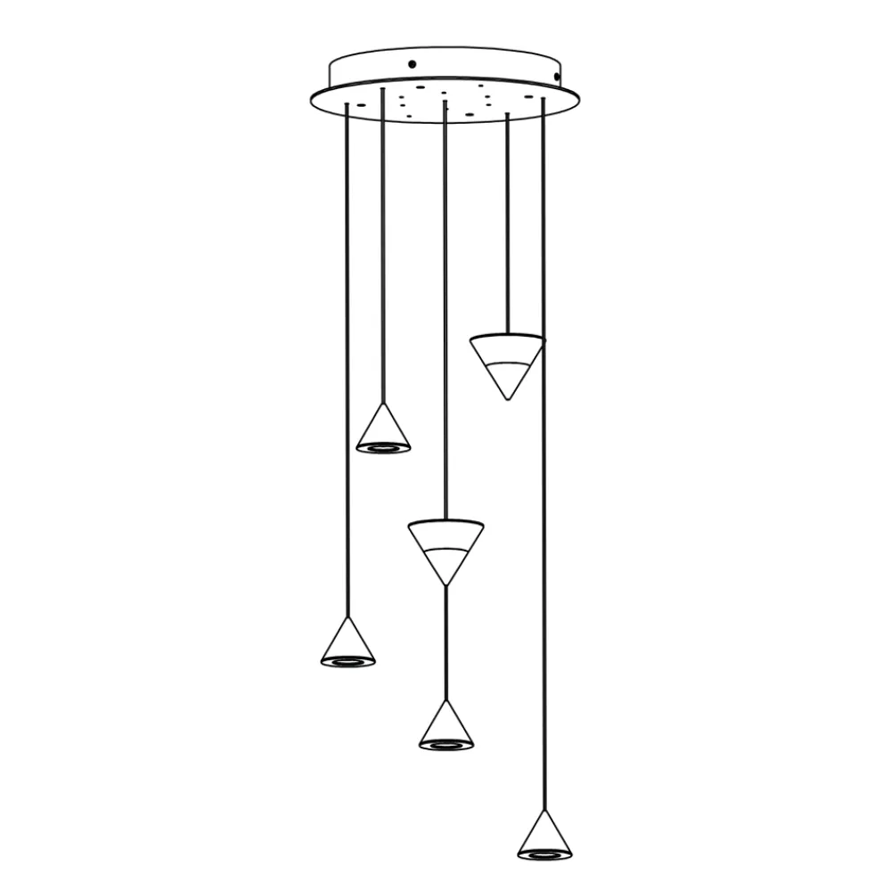 Viadurini Lighting Designer Pendelleuchten-Design Pendelleuchte 5 oder 7 Lichter Schwarzer Aluminiumdraht - Mercado
