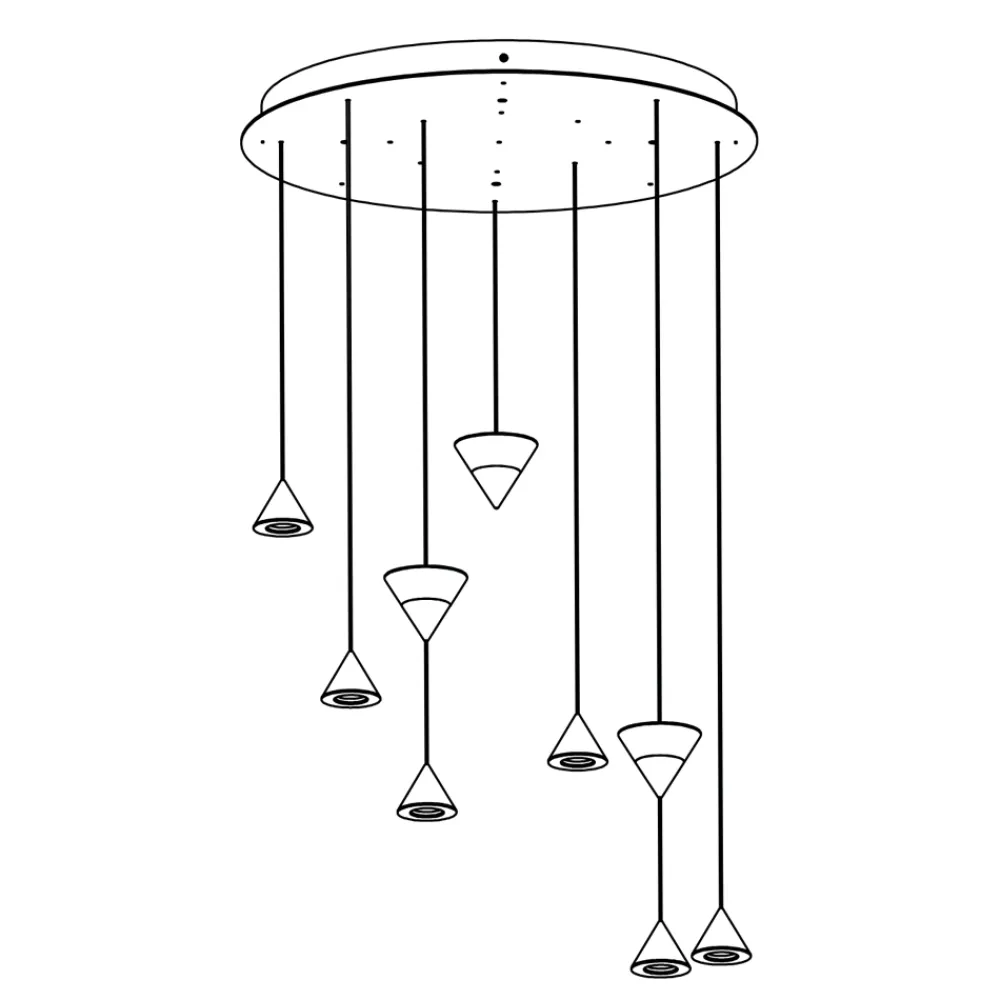 Viadurini Lighting Designer Pendelleuchten-Design Pendelleuchte 5 oder 7 Lichter Schwarzer Aluminiumdraht - Mercado