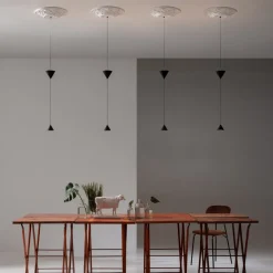 Viadurini Lighting Designer Pendelleuchten-Design Pendelleuchte aus weißem Gips und schwarzem Aluminium 2 Kegel - Tesera