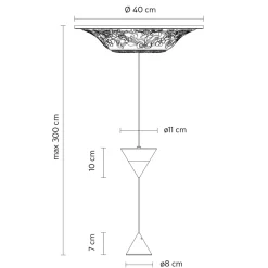 Viadurini Lighting Designer Pendelleuchten-Design Pendelleuchte aus weißem Gips und schwarzem Aluminium 2 Kegel - Tesera