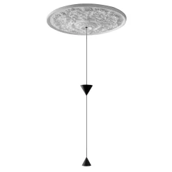 Viadurini Lighting Designer Pendelleuchten-Design Pendelleuchte aus weißem Gips und schwarzem Aluminium 2 Kegel - Tesera