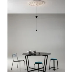 Viadurini Lighting Designer Pendelleuchten-Design Pendelleuchte aus weißem Gips und schwarzem Aluminium 2 Kegel - Tesera