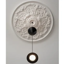 Viadurini Lighting Designer Pendelleuchten-Design Pendelleuchte aus weißem Gips und schwarzem Aluminium 2 Kegel - Tesera