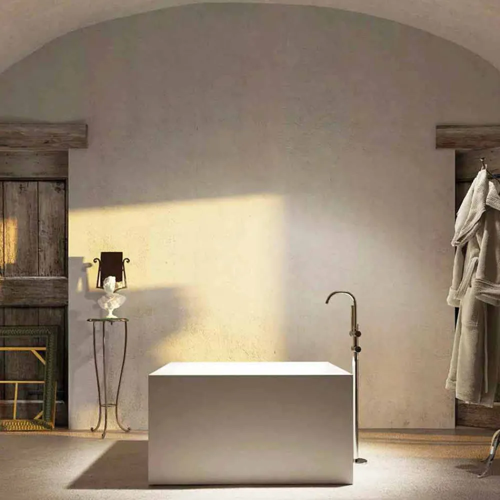 Viadurini Bathroom Freistehende Badewannen-Design quadratische Badewanne freestanding Argentera, made in Italy