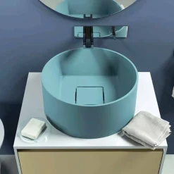 Viadurini Bathroom Design Waschbecken Aus Solid Surface-Design rundes Aufsatzwaschbecken in Italien hergestellt, Forino