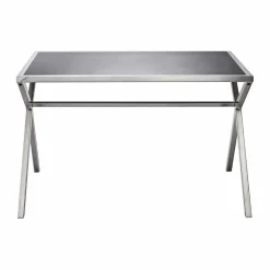 Viadurini Living Design Schreibtische-Design Schreibtisch aus Stahl und glänzend schwarzem Glas L120xH75cm Millon