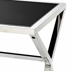 Viadurini Living Design Schreibtische-Design Schreibtisch aus Stahl und glänzend schwarzem Glas L120xH75cm Millon