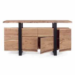 Viadurini Living Anrichte-Design Sideboard aus Akazienholz und Homemotion lackiertem Stahl - Lanza