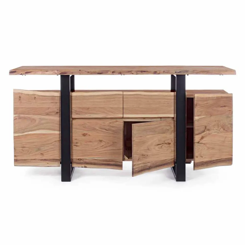 Viadurini Living Anrichte-Design Sideboard aus Akazienholz und Homemotion lackiertem Stahl - Lanza