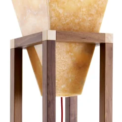 Grilli Designer Stehlampen-Design Stehlampe aus Onyx und Holz York in Italien hergestellt